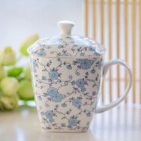 450ML时尚创意生活日用水具水杯男女士杯子学生杯子带盖方杯办公茶杯早餐杯咖啡创意杯骨瓷杯陶瓷杯马克杯