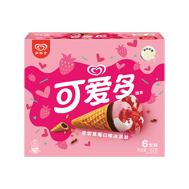 可爱多甜筒草莓口味冰淇淋402g6支装