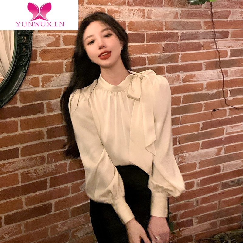 YUNWUXIN白色长袖衬衫女装设计感小众早2022新款法式别致高级感上衣