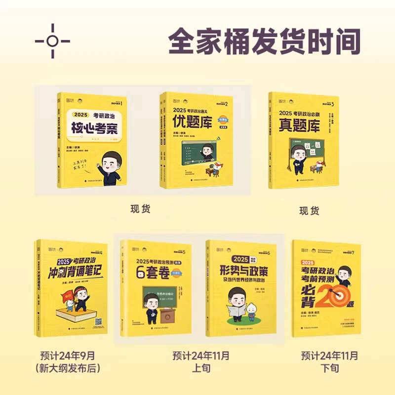 2025版徐涛全家桶[先发] [正版]徐涛核心考案2025考研政治六套卷6套卷小黄书真题考点解析优题库习题真题冲刺背