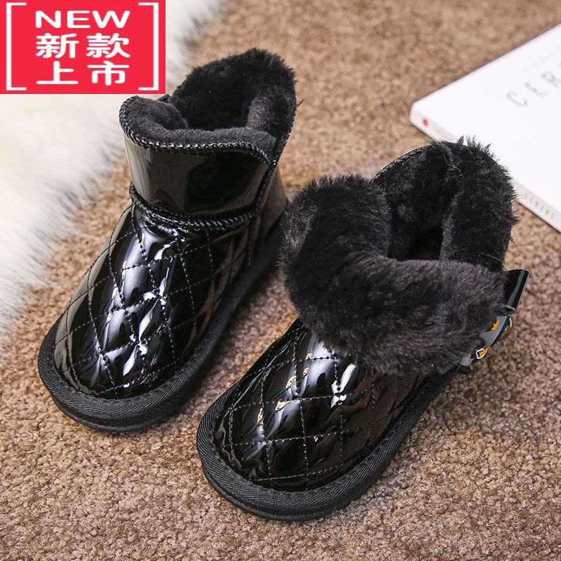 可莉允女童鞋白色雪地靴2022冬季新款女孩防滑靴子儿童加绒加厚大棉鞋子图片