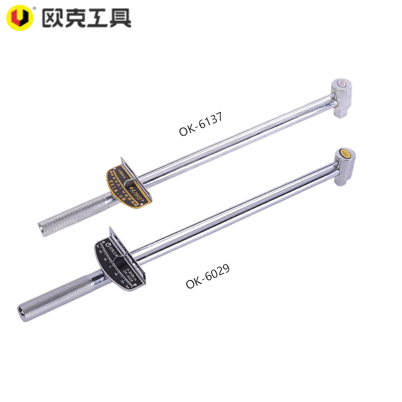 欧克 滚花柄扭力扳手指针式表盘防脱珠 1/2Nm0-500mmOK-6137 把高清大图
