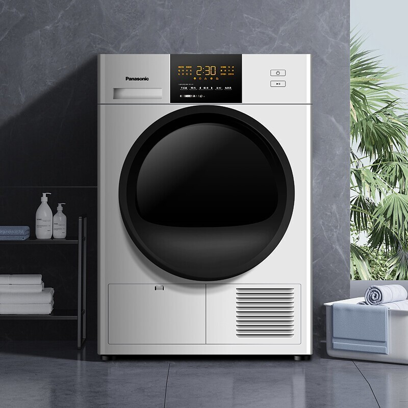松下烘干机10KG大容量干衣机家用智能快烘除菌定时冷暖烘热泵低温免熨烫衣干即停大风量清新 NH-EH10W