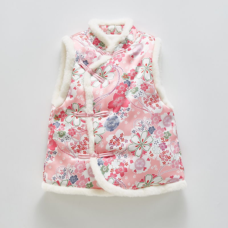 毛呢裤子90女童旗袍秋冬季男童唐装中小儿童加绒保暖汉服宝宝棉衣古装