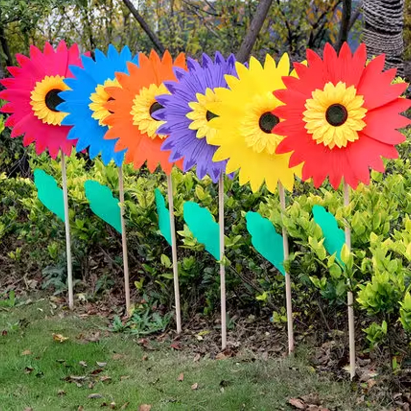 思唯美(sweet made) 木杆向日葵大防水风车装饰 直径36cm(50个装)