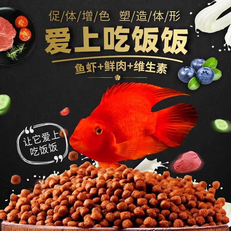 血鹦鹉鱼食发财鱼增红鱼饲料红鹦鹉罗汉鱼金鱼热带鱼鱼粮增色高清大图