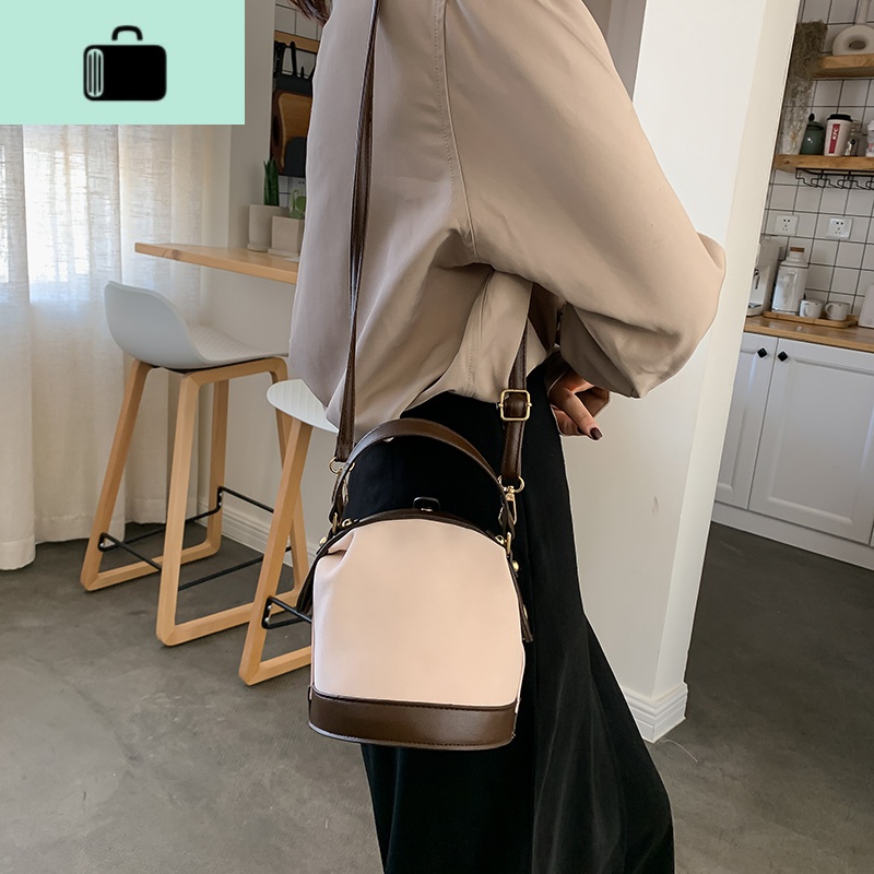 复古港风小包包女2020春夏新款时尚单肩斜挎包韩版百搭网红水桶包NEWLAKE高清大图