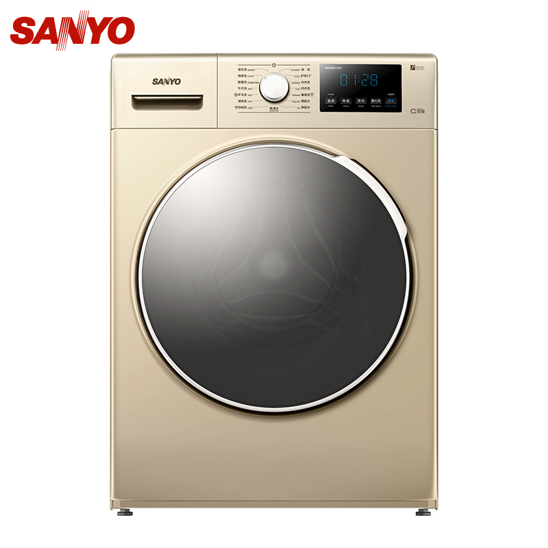 三洋(SANYO) WF100BI576SS 10公斤 洗脱一体变频滚筒洗衣机 WIFI智能 15℃护色(凯撒金)