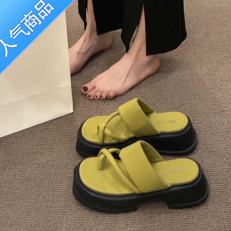 SUNTEK绝美夹趾凉拖鞋女夏季外穿2023新款法式高级感仙女风罗马凉鞋厚底高清大图