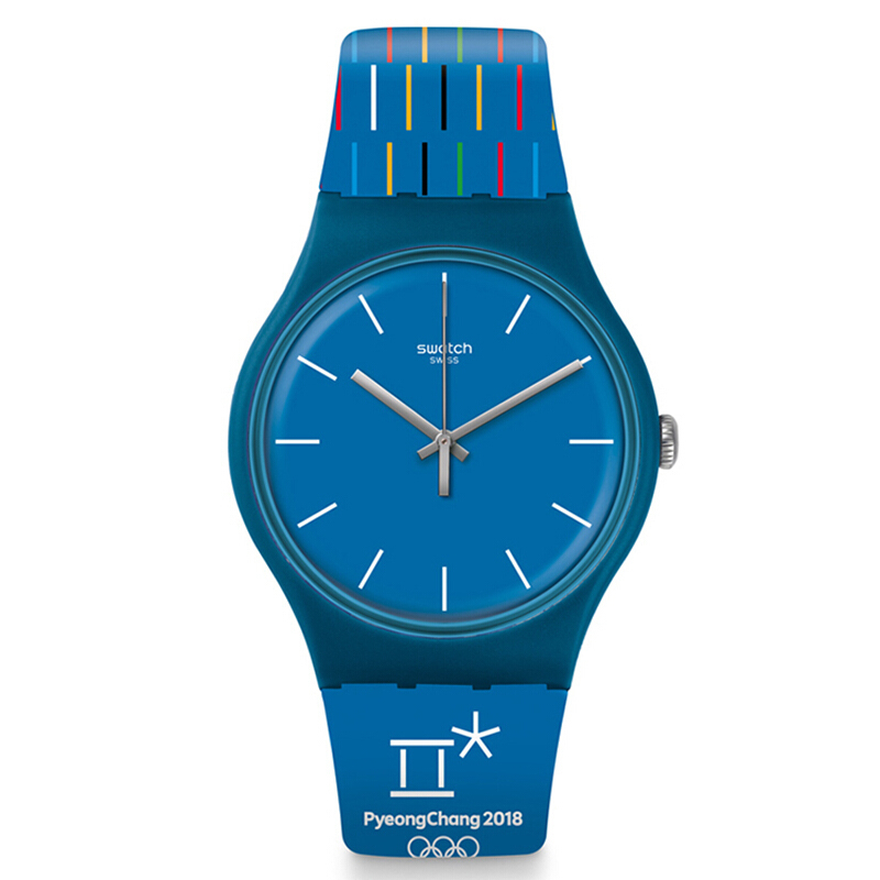 斯沃琪swatch手表原创炫彩系列时尚蓝色石英表男女通用