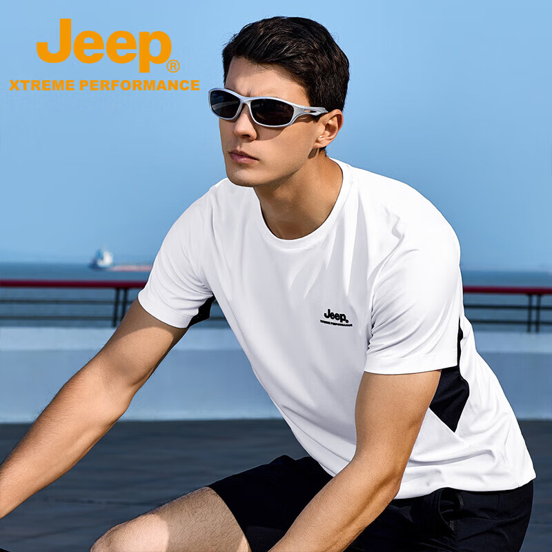 Jeep男式短袖T恤衫J522094502 鹭白 4XL高清大图