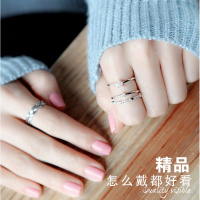 三层星星开口戒指女日韩多层戒指大小可不色韩版简约指环百搭送女朋友老婆生日礼物送女朋友七夕情人节礼物