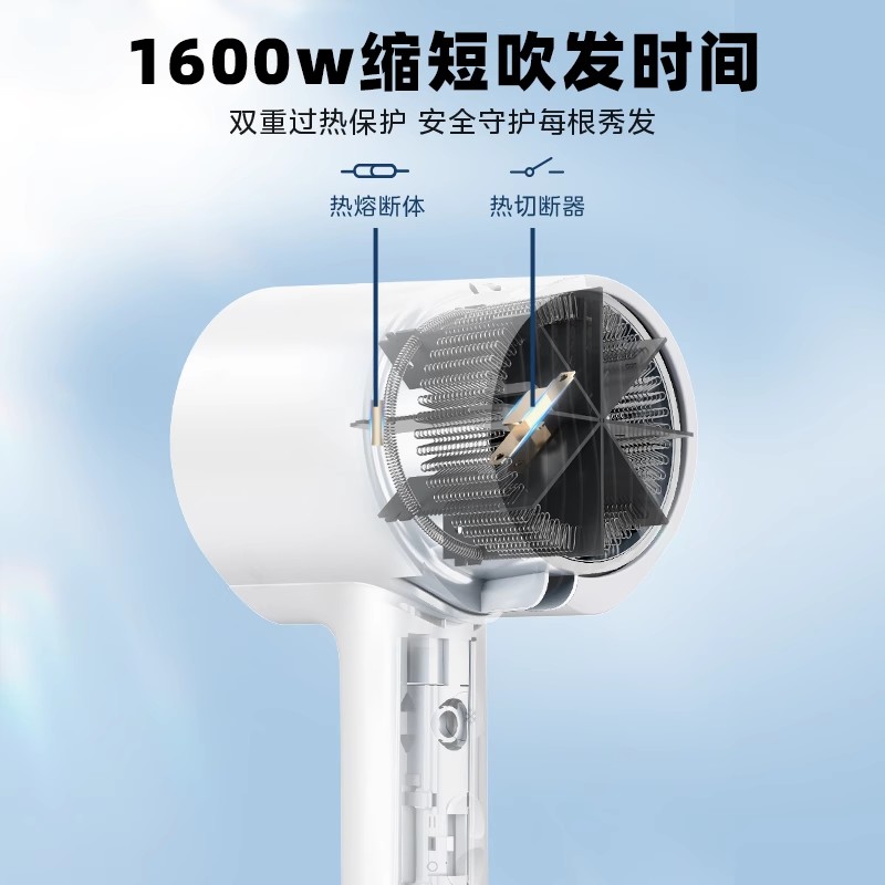 美的AJ0501吹风机家用大攻率速干便携可折叠电吹风恒温学生宿舍护发不伤发速干吹风筒高清大图