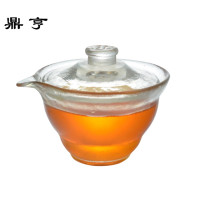 鼎亨出口日本加厚玻璃盖碗手工磨砂锤纹三才盖碗公道杯手抓壶小泡