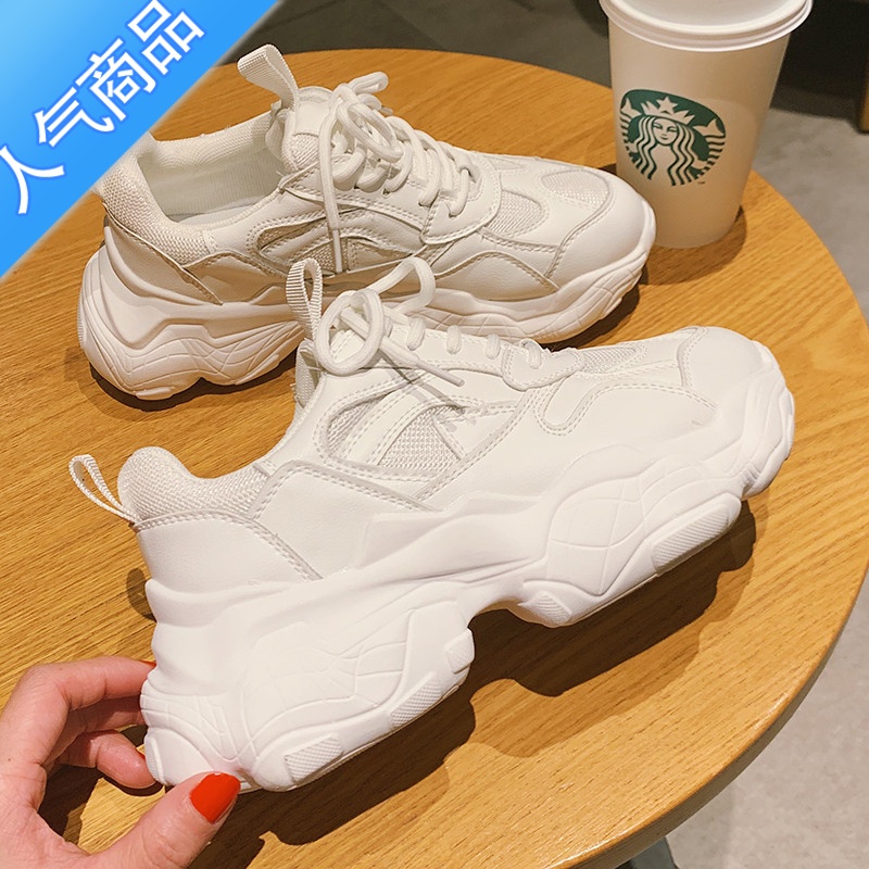 SUNTEK老爹鞋女ins潮春夏网红厚底百搭小白鞋超火显脚小休闲增高运动鞋高清大图