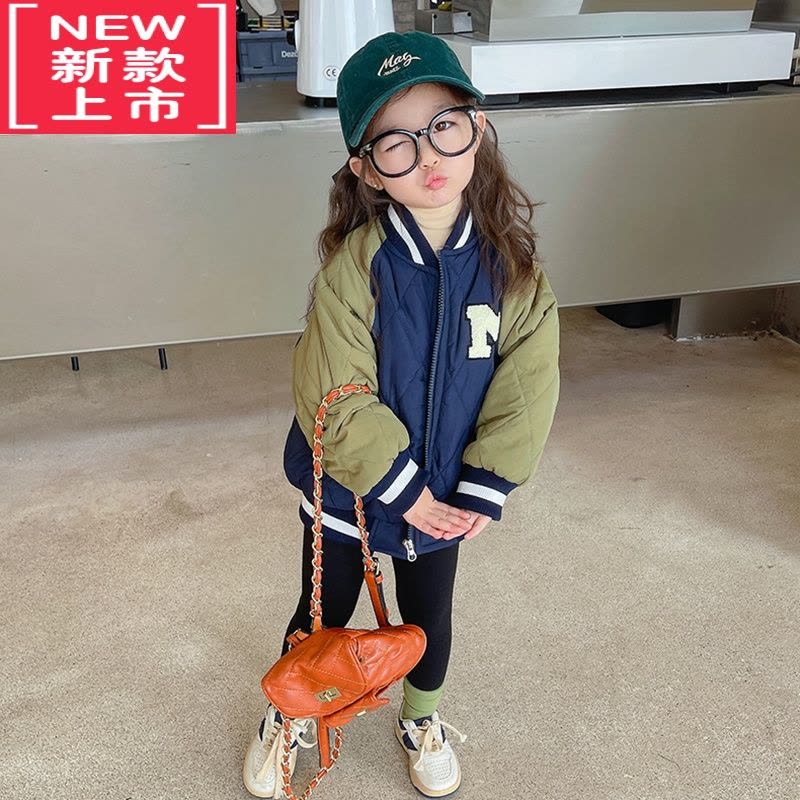 可莉允女童加厚外套男童秋冬款棒球服洋气冬装宝宝时髦棉服儿童冬季棉衣图片