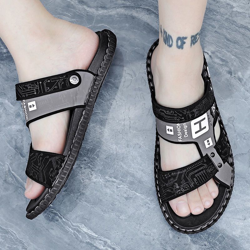 凉鞋男款2023新款夏季休闲外穿两用开车一字凉拖防滑沙滩鞋