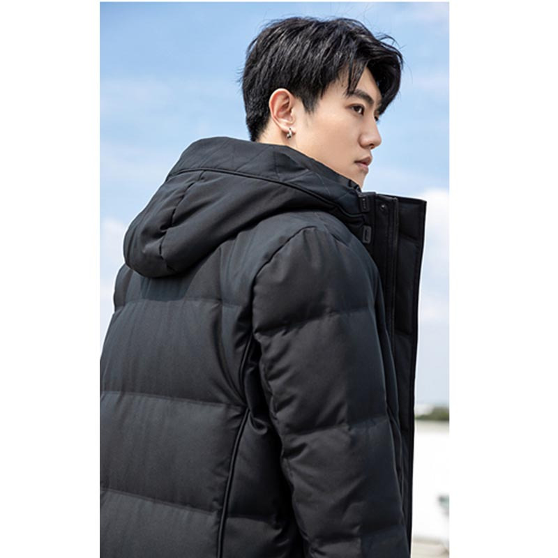 波司登男中长款可脱卸帽羽绒服