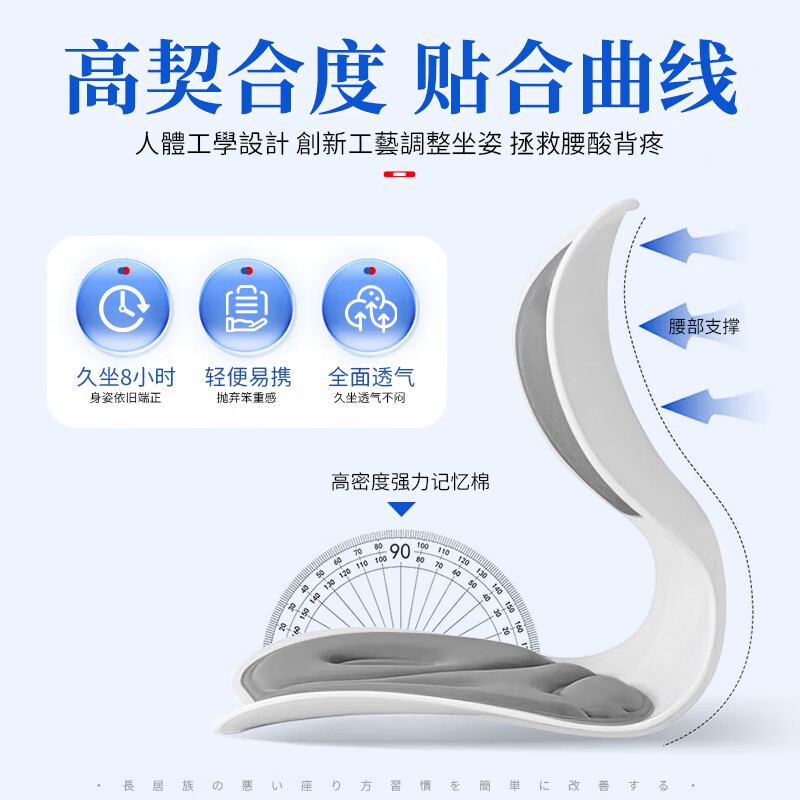 人体工学护腰坐垫腰部支撑腰托座椅护腰靠背垫腰靠坐姿矫正器高清大图
