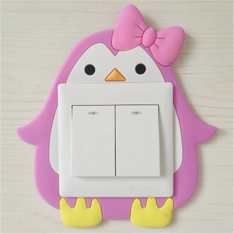 创意可爱卡通电源插座贴装饰夜光开关贴墙贴防水墙贴现代简约贴粉红色