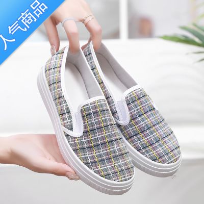 SUNTEK2022春秋新款老北京布鞋女帆布单鞋透气休闲运动鞋软底防滑妈妈鞋 灰色 40