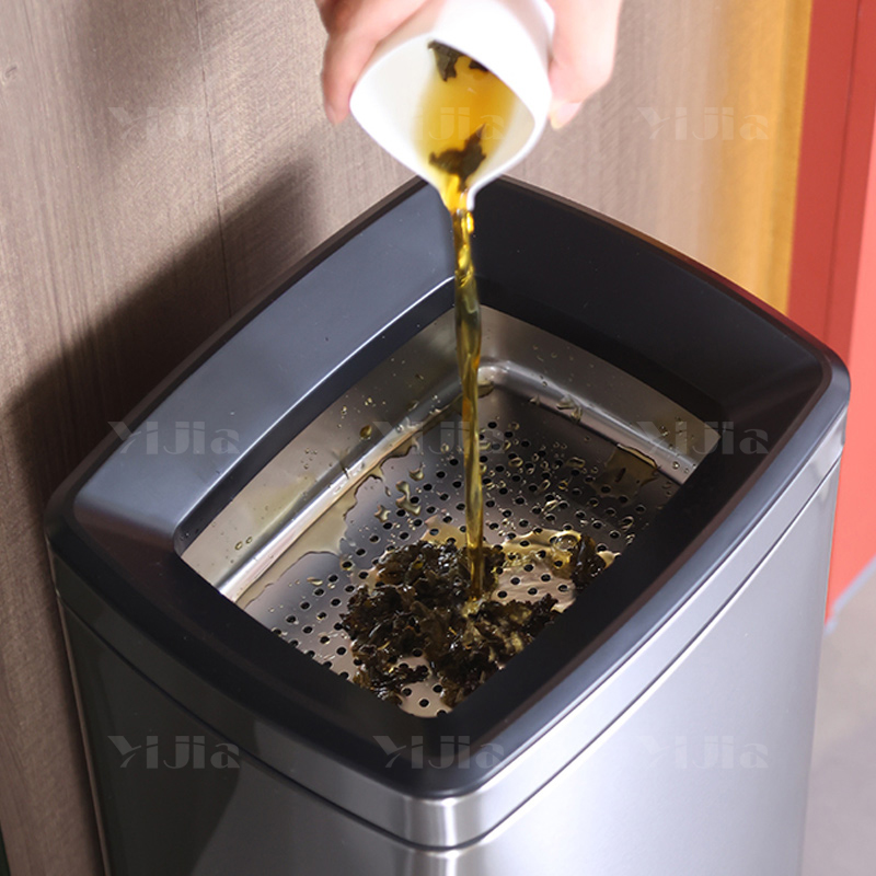 翌嘉YJ4123016 茶水间茶渣桶滤茶桶不锈钢茶水桶茶叶废水桶 黑色 20L 320*265*490高清大图