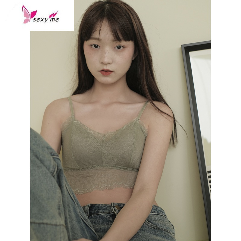 气质纯色网纱蕾丝防走光背心文胸少女抹胸吊带内衣fishbasket胸罩