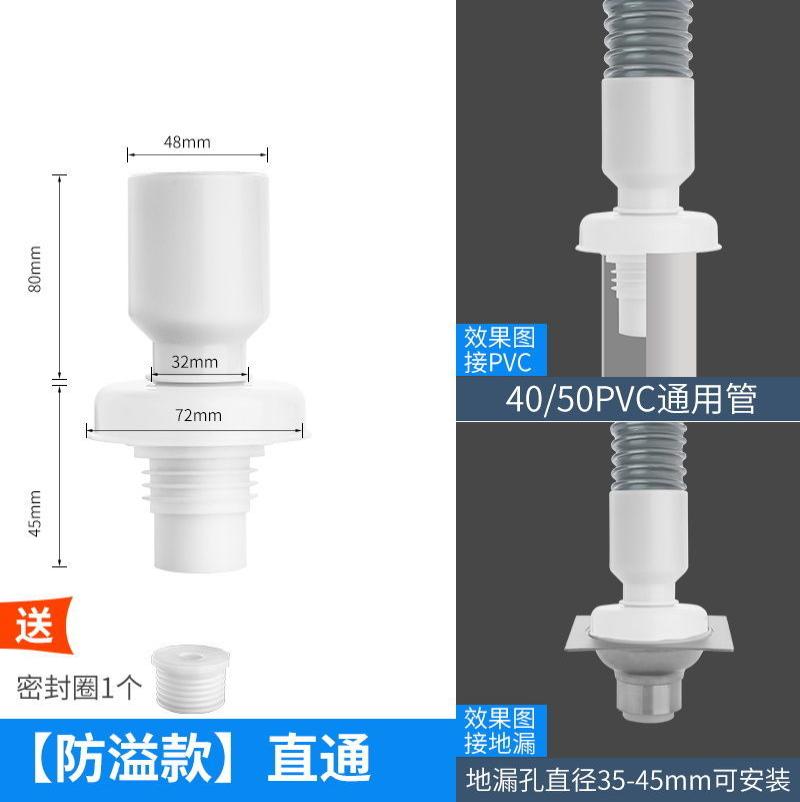 洗衣机下水管三头通防臭地漏接头出水两用排水管道y型三通二合一--【防溢款】;直通