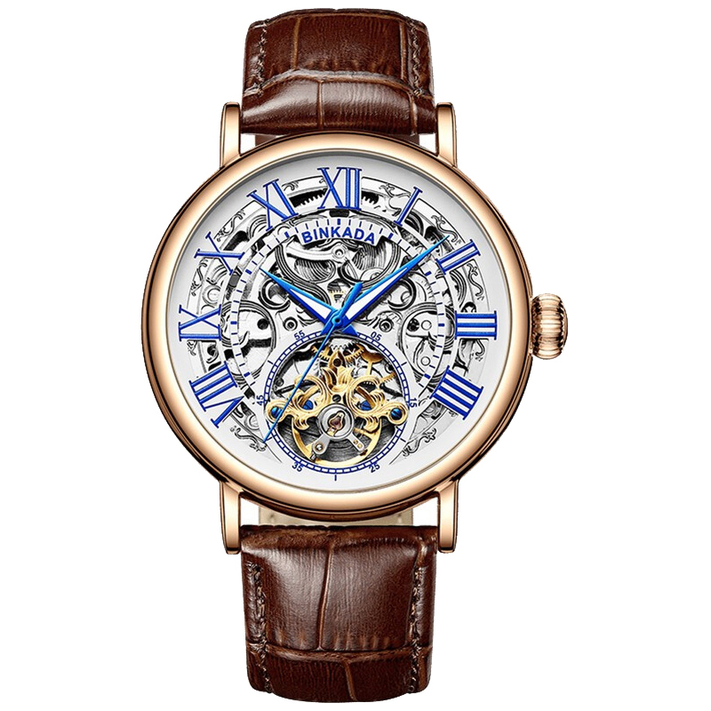 宾卡达binkada黑武士手表男士自动机械表陀飞轮镂空腕表1981gd