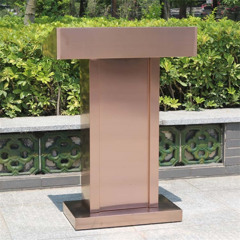 鑫环境 不锈钢演讲台迎宾台接待台发言培训台泊车教师讲台婚庆主持台户外不锈钢讲台物业站岗咨询台高清大图