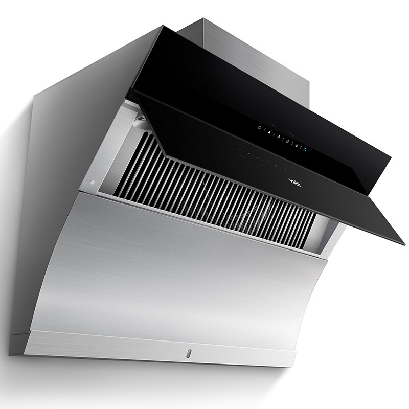 华帝极客侧吸式自动清洗大吸力家用抽油烟机排烟不锈钢色视频