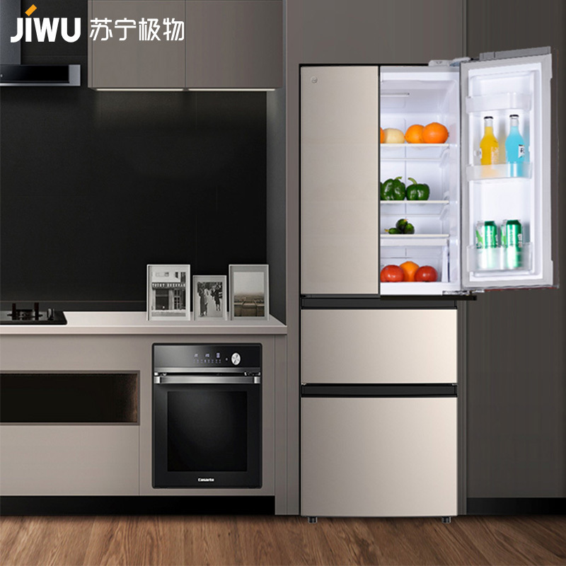 苏宁极物小Biu 312升 法式多门冰箱 家用风冷无霜四门电冰箱 一级节能 智能双变频 超薄机身 JFE3128LP高清大图