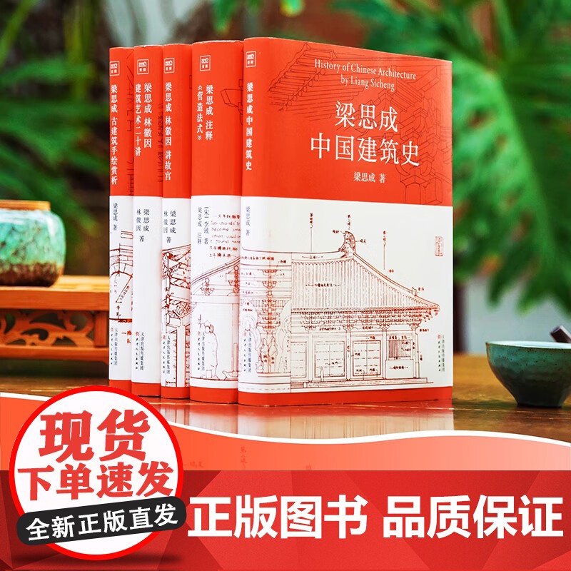 赠帆布包]梁思成建筑大系盒装全5册 含林徽因建筑作品梁思成中国建筑史注释营造法式古建筑手绘赏析建筑艺术二十讲讲故宫书籍高清大图