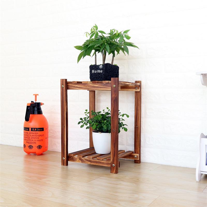 花架实木多层客厅阳台落地式碳化防腐木质花架子多肉植物花盆架