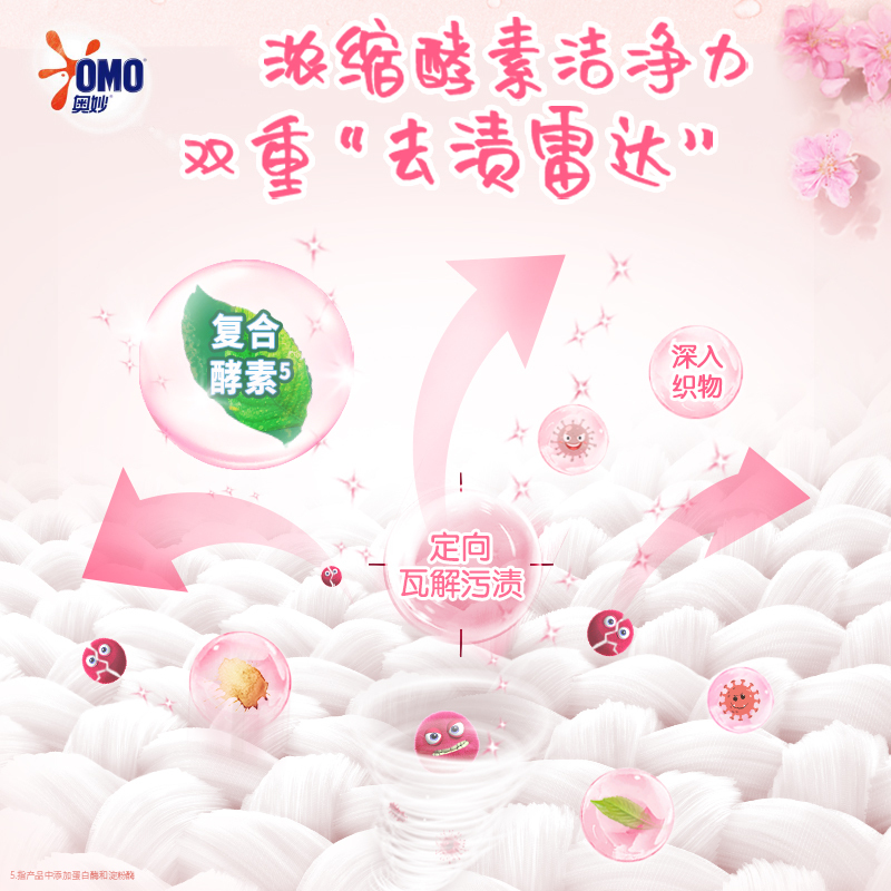 奥妙樱花甜香柔护洗衣凝珠18颗*3袋洗衣球 除菌除螨 柔顺留香 浓缩(单色)