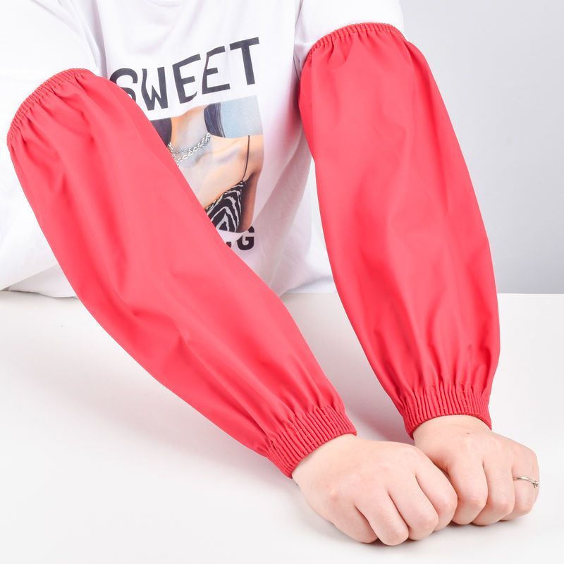 皮革袖套防水防油男女厨房清洁PU套袖加长加厚工作耐磨成人护袖头-咖啡宽口1双装