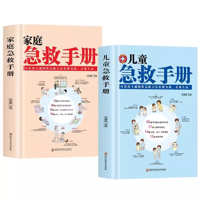 [全2册 ]家庭急救手册+儿童急救手册 [正版]儿童急救+家庭急救手册全2册救护生活基本常识健康指南突发意外应对方法实用高清大图