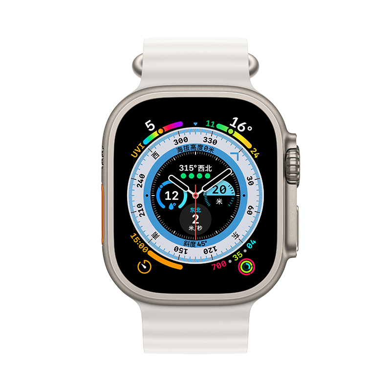 Apple Watch Ultra 智能手表 (GPS+蜂窝版)49mm 钛金属表壳 白色海洋表带