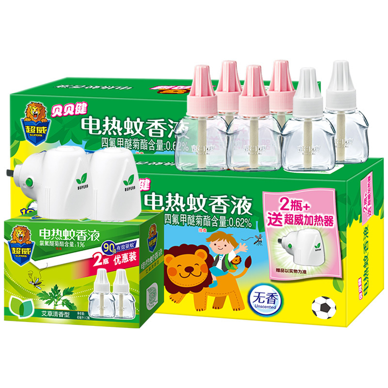 贝贝健电热蚊香液家用插电式驱蚊液补充装无味婴儿孕妇6瓶2器