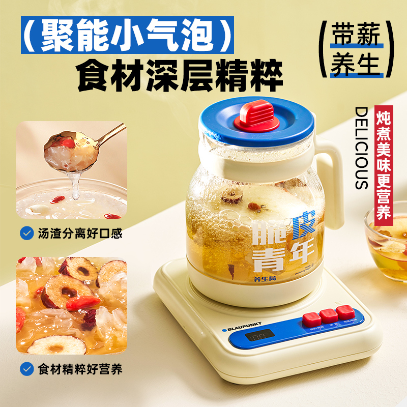 蓝宝(BLAUPUNKT)养生壶煮茶壶恒温水壶烧水壶 柔音保温一体迷你办公室 家用花茶壶炖煮壶小气泡防糊防溢HP02