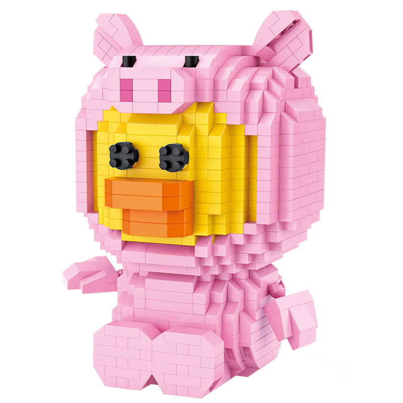 俐智loz微颗粒积木卡通动特积木模型微钻益智拼装玩具成人粉猪9217