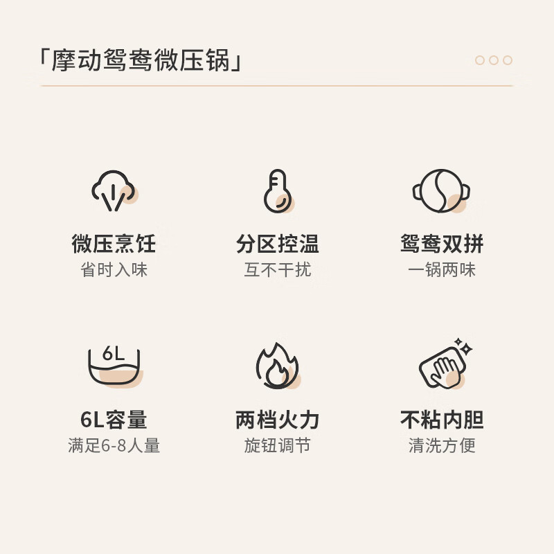 摩动(modong)6升微压鸳鸯锅MD-HGE06高清大图