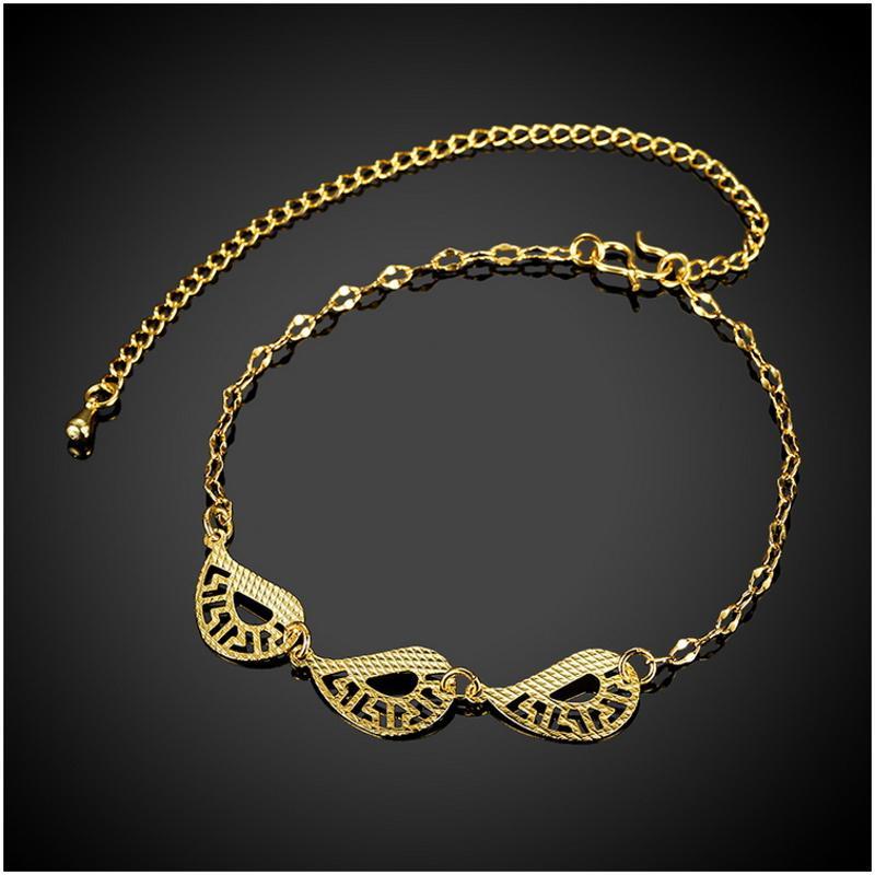 A050-A Women 18K yellow gold anklet jewelry 镀黄金色女脚链潮