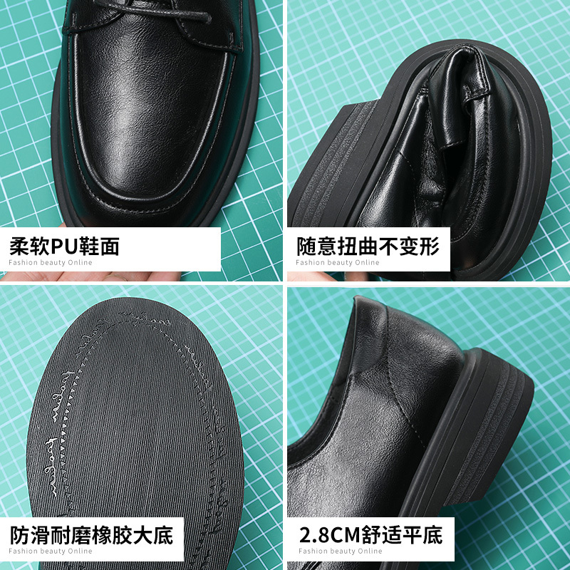 公猴小皮鞋女英伦风2021新款春季韩版休闲平底复古jk日系百搭单鞋