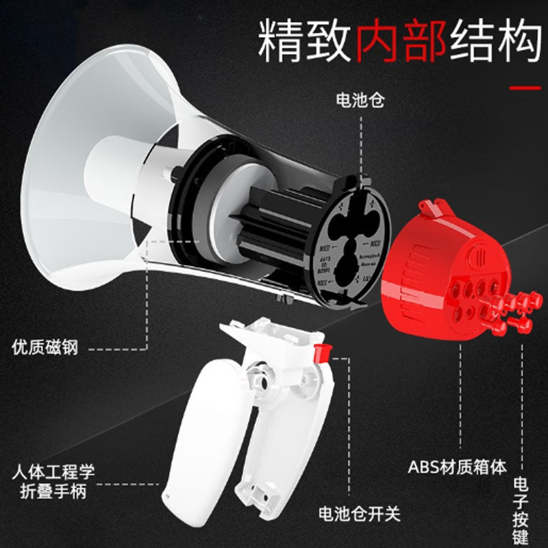 双河大功率手持录音喊话器可充电扩音器喇叭 HM-135RI白色 标配高清大图