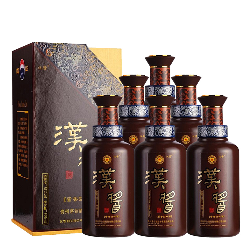 贵州茅台 汉酱 51度500ml*6 整箱装 酱香型白酒+经典白标 赤霞珠干红葡萄酒 13度750ml*6