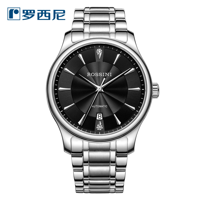 罗西尼rossini男表机械表正品男士手表镶钻字钉可视化透底后盖50米