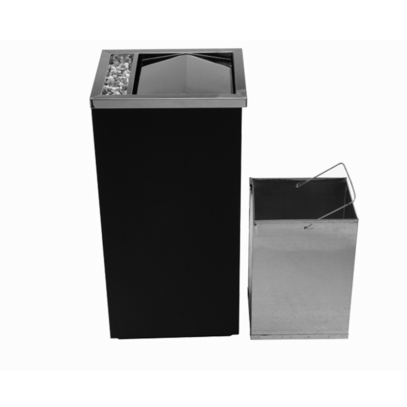 铭威盾不锈钢垃圾桶大号酒店立式烟灰缸卫生桶大堂大厅宾馆带盖公用商场 32*26*61翻盖黑色