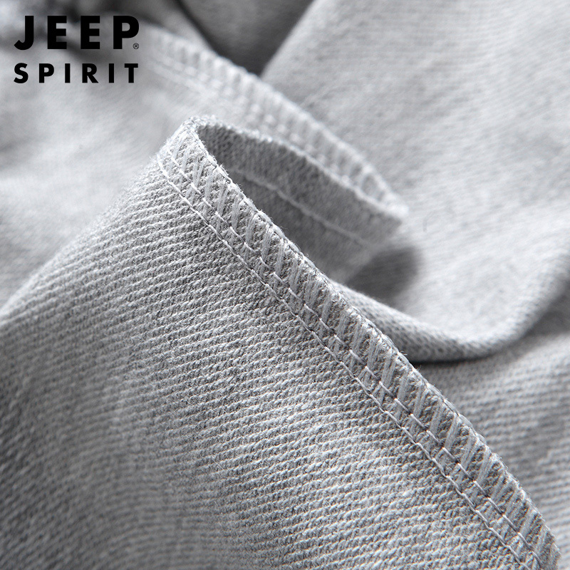 JEEP SPIRIT吉普新款秋冬男士卫衣时尚字母圆领套头衫纯棉微弹男士体恤衫灰色外套