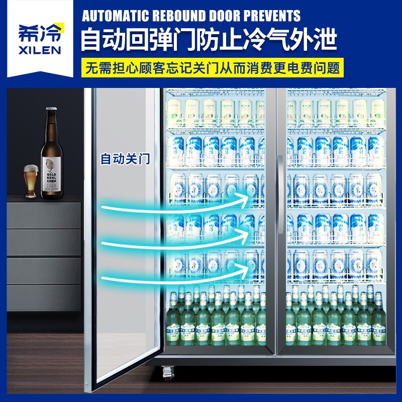 希冷(XILEN)展示柜冷藏超市风冷饮料柜分体机便利店立式冰柜啤酒柜双门三门四门五门六门外置机 六门分体平头展示柜